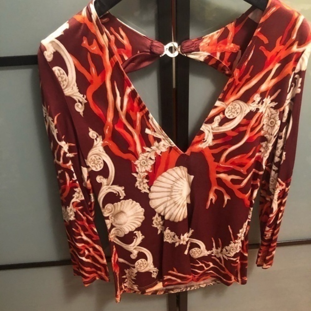 Versace Limited Edition Collection Open Back-Deep V Neck Woman Blouse